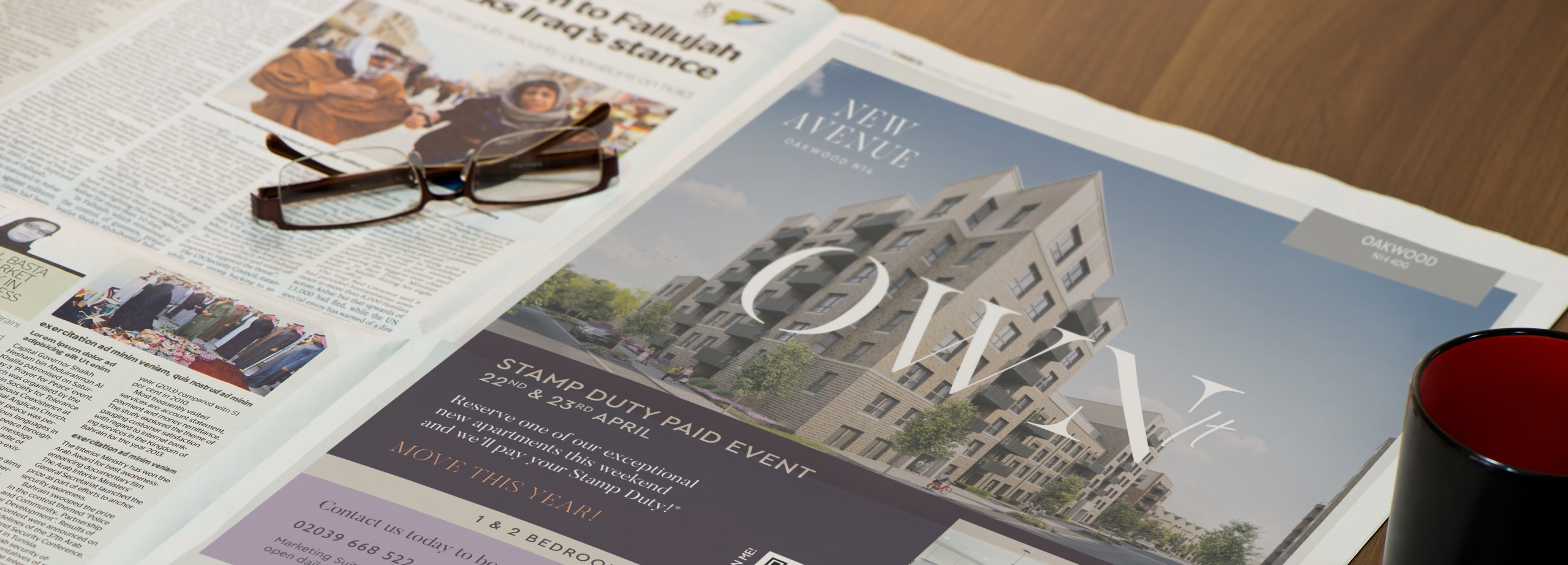 page of a newspaper advertising a new development